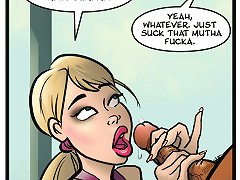 Busty slut from John Persons comic cartoons starves to get deep gagged with huge black dork