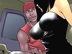 Interracial cartoon group sex: one girl and four niggas