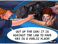 Sex comic pics with horny bitch blowing huge gangster cock in the car