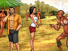 Exciting anime porn games with hot babe and pussy starving aborigines