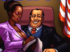 Interracial comics porn. Pervert white mayor educate in oral skill his ebony secretary girl