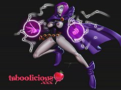 Bare Raven making her dark magic much better with naked cartoon juggs and also wet twat