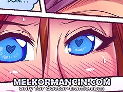 Naughty girl with big cartoon boobs trying to fight with seduction and passion