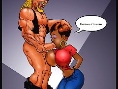 Black cartoons. Sweet lips and deep throat of young ebony girl are ready for the white cock